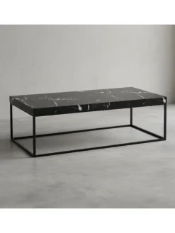 Couchtisch 120x60x38 cm Sofatisch in Marmor-Optik Modern, in Schwarz