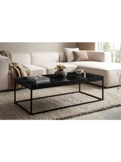 Couchtisch 120x60x38 cm Sofatisch in Marmor-Optik Modern, in Schwarz