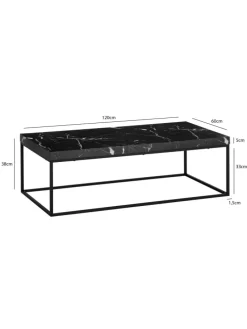 Couchtisch 120x60x38 cm Sofatisch in Marmor-Optik Modern, in Schwarz