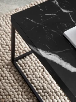 Couchtisch 120x60x38 cm Sofatisch in Marmor-Optik Modern, in Schwarz