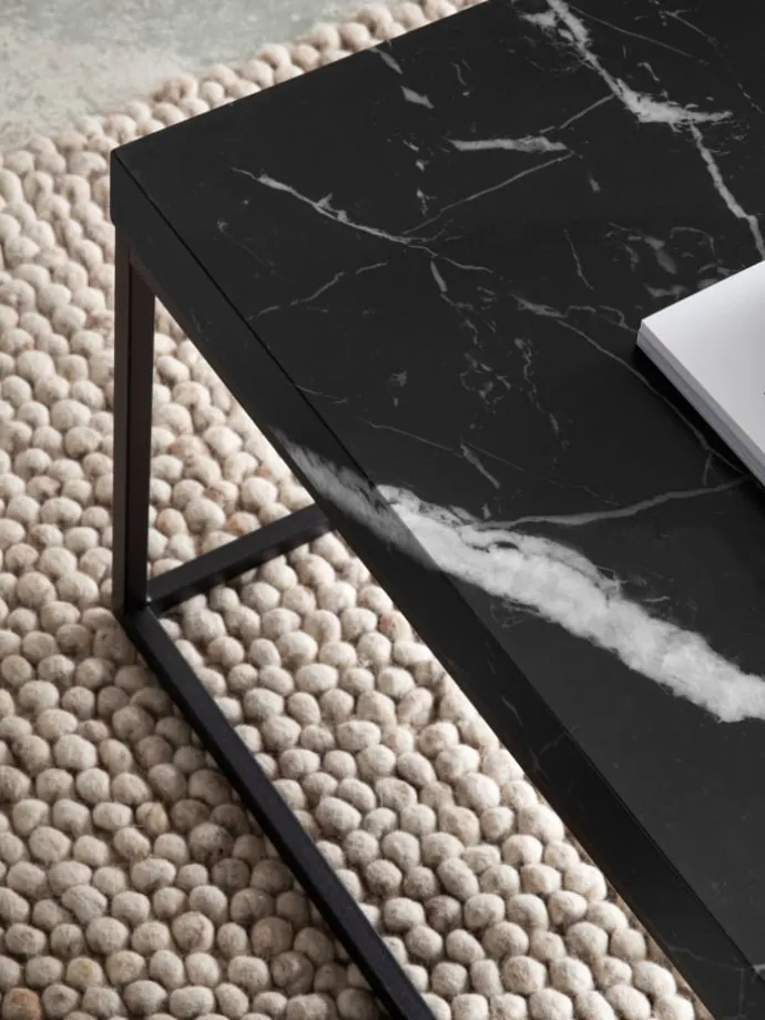 Couchtisch 120x60x38 cm Sofatisch in Marmor-Optik Modern, in Schwarz