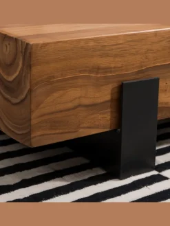 Couchtisch 115x22x44cm Massivholz / Metall Sofatisch, Design