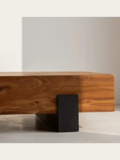 Couchtisch 115x22x44cm Massivholz / Metall Sofatisch, Design