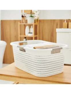 Country Set 2tlg. bestehend aus Korb 40l und Sammler 55l mit Deckel in Weiß