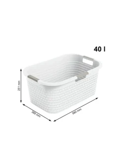 Country Set 2tlg. bestehend aus Korb 40l und Sammler 55l mit Deckel in Weiß