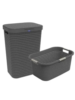 Country Set 2tlg. bestehend aus Korb 40l und Sammler 55l mit Deckel in Anthrazit