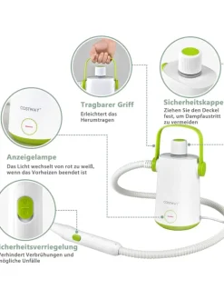 Dampfreiniger 1000W inkl. 10 Zubehör in Grün