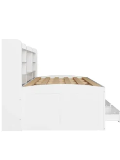 Daybett in Weiß 90x200 cm mit LED USB und 3 Schubladen ohne Matratze