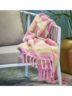 Decke ISNEL Pink Gelb Gestreift 160x130 cm