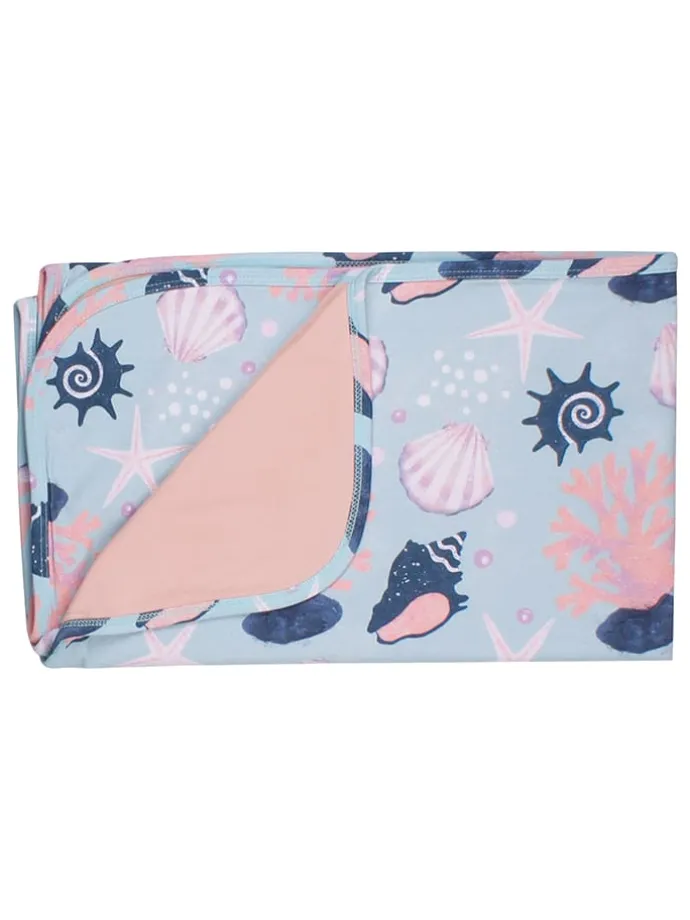 Decke "Shells Pearls" in Blau