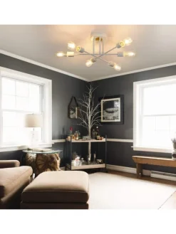 Deckenleuchte 6-flammige E27 in Weiß Retro Flurlampe