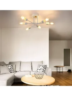 Deckenleuchte 6-flammige E27 in Weiß Retro Flurlampe