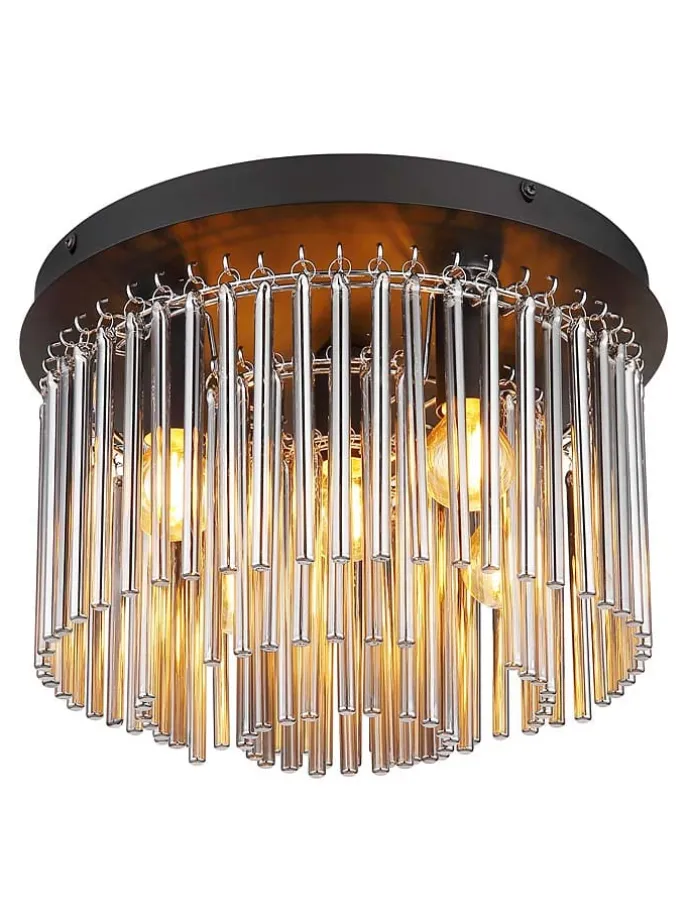 Deckenleuchte "Gorley" in Schwarz/ Braun - Ø 32 cm