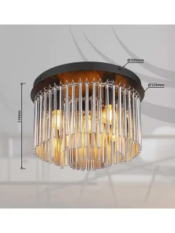 Deckenleuchte "Gorley" in Schwarz/ Braun - Ø 32 cm