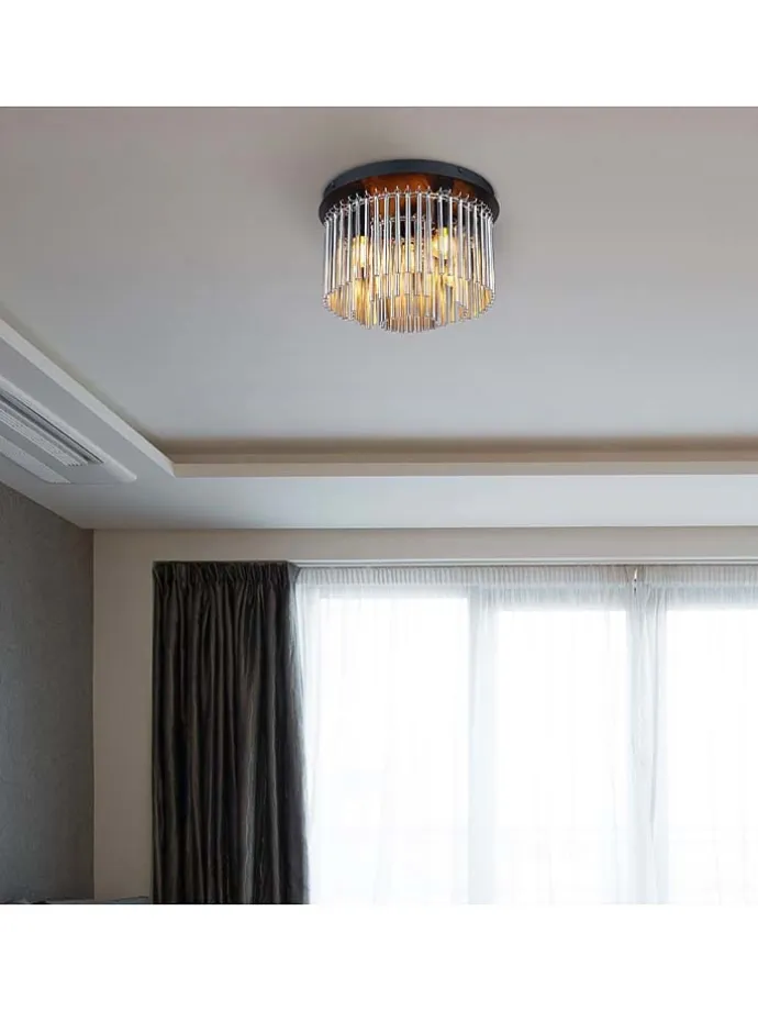 Deckenleuchte "Gorley" in Schwarz/ Braun - Ø 32 cm