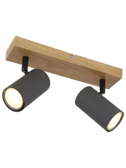 Deckenleuchte in Grau/ Hellbraun - (L)26 x (B)6 x (H)12 cm