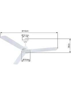 Deckenventilator "Ferro" in Weiß in Weiß - Ø 142 cm