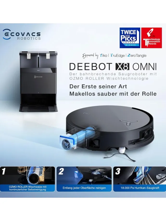 DEEBOT X8 OMNI BLACK EU Saugroboter in Schwarz