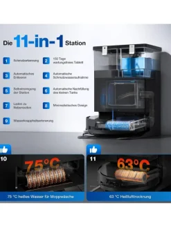 DEEBOT X8 OMNI BLACK EU Saugroboter in Schwarz