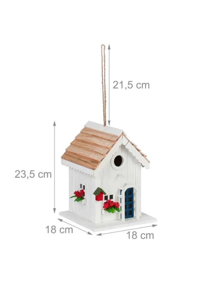 Deko Vogelhaus in Bunt - (B)18 x (H)23,5 x (T)18 cm