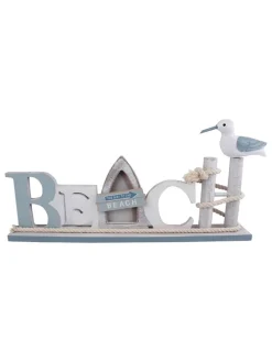 Dekoaufsteller "Beach" in Grau - (B)36 x (H)18 x (T)5 cm