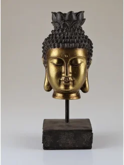 Dekoaufsteller "Buddha" in Gold/ Schwarz - (B)11 x (H)27 cm