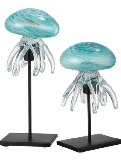 Dekoaufsteller ''Qualle'' in Türkis - (H)25 x Ø 10 cm