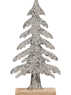 Dekofigur "Baum" in Silber - (B)15,5 x (H)30,5 x (T)5 cm