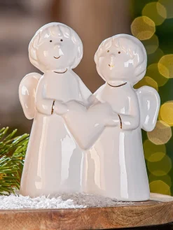 Dekofigur "Emiliel" in Weiß - (B)12,5 x (H)15,5 x (T)6,5 cm