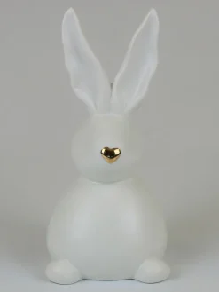 Dekofigur ''Hase'' in Weiß - (B)11 x (H)21 x (T)10 cm