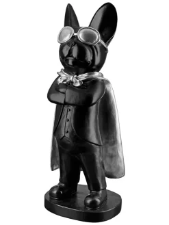 Dekofigur "Hero Dog" in Schwarz/ Silber - (B)13 x (H)32,5 x (T)10 cm