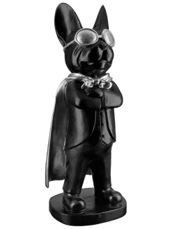Dekofigur "Hero Dog" in Schwarz/ Silber - (B)13 x (H)32,5 x (T)10 cm