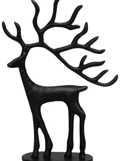 Dekofigur "Hirsch" in Schwarz - (B)22 x (H)31 x (T)8 cm