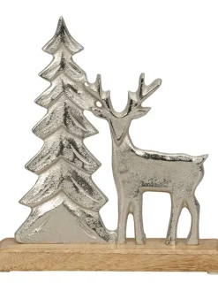 Dekofigur "Hirsch" in Silber - (B)23 x (H)26 x (T)5 cm