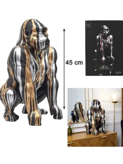 Dekofigur in Schwarz/ Silber/ Gold - (H)45 cm