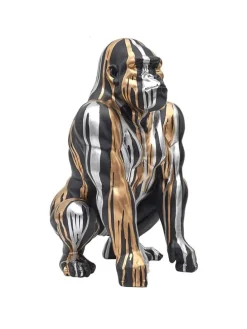 Dekofigur in Schwarz/ Silber/ Gold - (H)45 cm