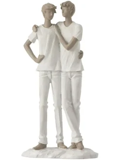 Dekofigur in Weiß/ Taupe - (B)13,5 x (H)26 cm