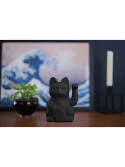 Dekofigur ''Lucky Cat'' in Schwarz - (B)10,5 x (H)15 x (T)8,5 cm
