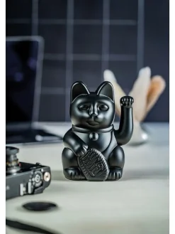 Dekofigur ''Lucky Cat'' in Schwarz - (B)10,5 x (H)15 x (T)8,5 cm