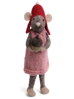 Dekofigur ''Mouse'' in Grau/ Rot - (B)6 x (H)27 x (T)6 cm