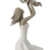 Dekofigur ''Mutter und Kind'' in Weiß/ Taupe - (B)12 x (H)18 x (T)10 cm