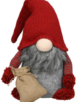 Dekofigur "Wichtel" in Rot/ Grau - (B)28 x (H)50 x (T)15 cm