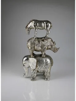 Dekofigur "Wilde Tiere" in Silber - (B)23 x (H)33 cm
