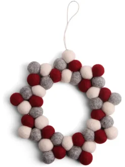 Dekohänger ''Ball Star'' in Grau/ Rot - Ø 17 cm