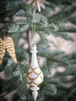 Dekohänger ''Hisar'' in Weiß/ Gold - (L)18,5 cm