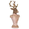 Dekoobjekt "Hirsch" in Rosa/ Gold - (B)16 x (H)36 x (T)14 cm