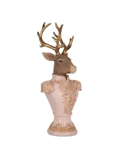 Dekoobjekt "Hirsch" in Rosa/ Gold - (B)16 x (H)36 x (T)14 cm