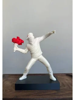 Dekoobjekt in Weiß/ Rot - (B)14 x (H)16,5 cm