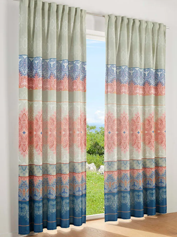 Dekoschal in Beige/ Rot/ Blau