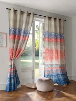 Dekoschal in Beige/ Rot/ Blau